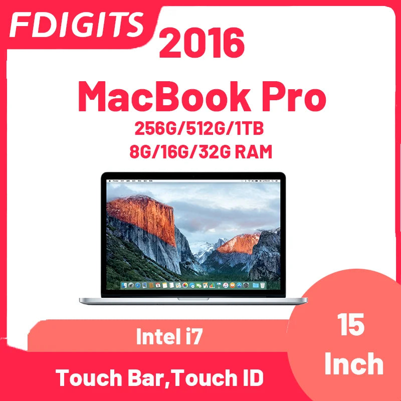 2016 MacBook Pro Pro450 Intel i7 15Inch Touch ID，Touch Bar,control keyboard 256G/512G/1TB 8G/16G/32G RAM notebooks Laptop.