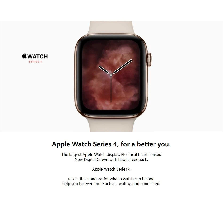 100% Original Apple Watch Series 4 Smartwatch 40MM/44MM GPS Aluminum with Sport Band (Renewed)